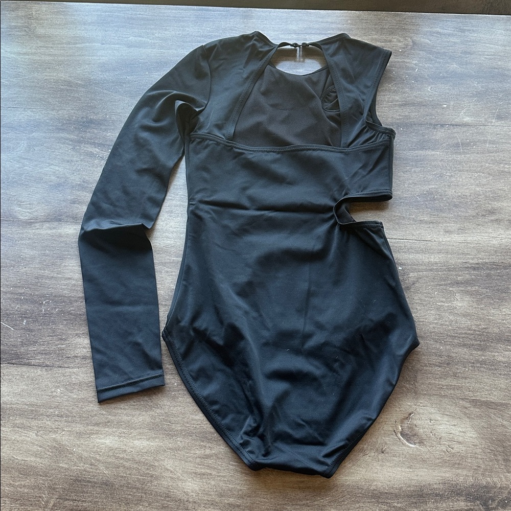 Balera 🖤 Black Long Sleeve Cutout Asymmetrical Leotard - L - Picture 2 of 8